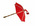 Small parasol with wooden central rod, red cotton canopy with white trim, handle attached at the top of parasol in the same red fabric and white trim, canopy can be tilted by adjusting the angle, made in France