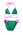 Bottle green with fluorescent pink ties halter neck and sides nylon size 10 top - triangle shape bottom knotted effect at the sides, X-rated Brazilian range